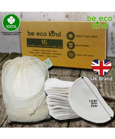 Reusable Make-Up Remover Pads - 16 Organic Cotton Towels | Eco-Friendly Vegan Washable Bamboo Fiber - Ideal for All Skin Types with Washing Bags - Buy Online on GoSupps.com
