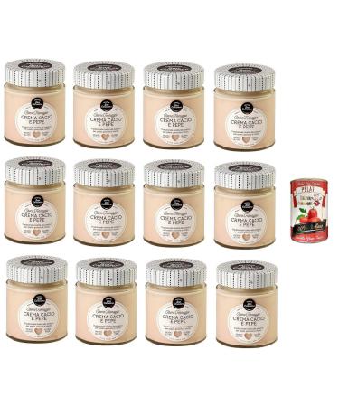 Italian Gourmet E.R. Cascina San Cassiano Pack of 12 cheese and pepper creams 150g + Gourmet Italian Pelati 400g