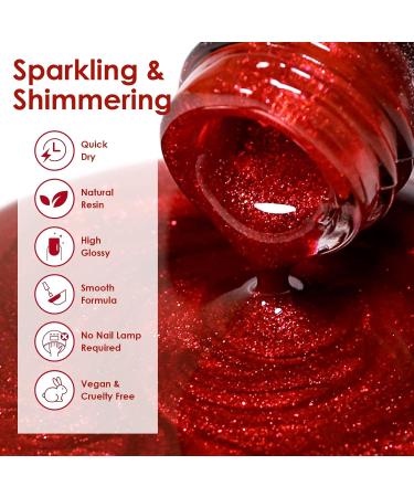  MrCuvaryas burgundy red glitter nail polish quick dry water based polish long lasting nail polish non toxic high gloss with creamy finish nail art diy manicure gift - Buy Online on GoSupps.com