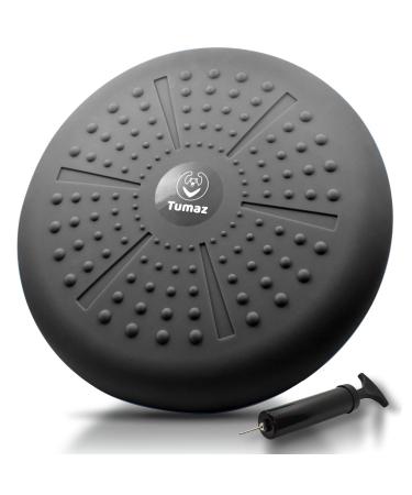 Tumaz Wobble Cushion - Wiggle Seat to Improve Sitting Posture & Stay Focused for Sensory Kids, Balance Disc to Core Strength & Flexible Seating Extra Thick Balance Board, Pump Included Wobble Board 13. Black