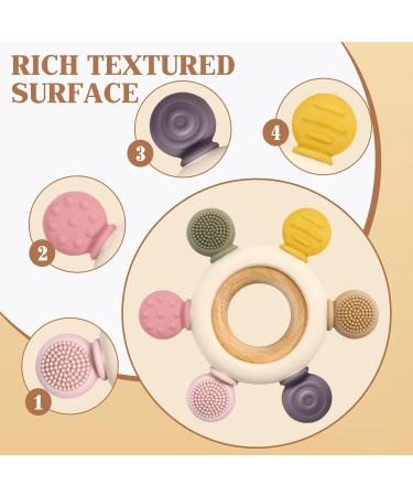 Soodyoow Bei ring Baby | Silicone & Wooden Biting Toy for Teething | Safe for Babies 3 Months+ - Buy Online on GoSupps.com