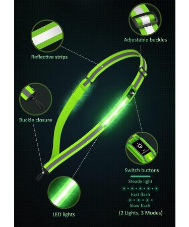 Ylzzrs LED Reflective Belt Sash Walking Gear Safety Lights for Walkers at Night High Visibility Safety Rechargeable Reflective Running Gear for Men Women Kids Night Dog Walking Gear Green - Buy Online on GoSupps.com