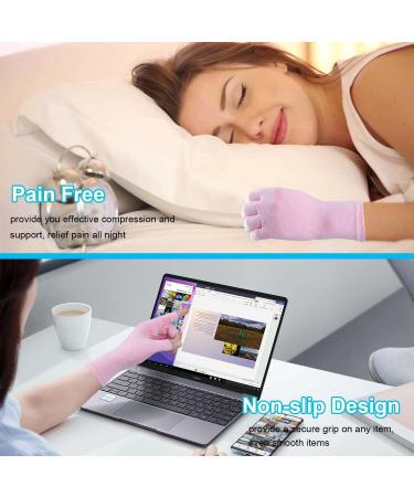 Kecartu Arthritis Gloves for Hand Pain Relief - 2 Pairs Fingerless Compression Gloves for Women & Men - Medium Black & Purple - Buy Online on GoSupps.com