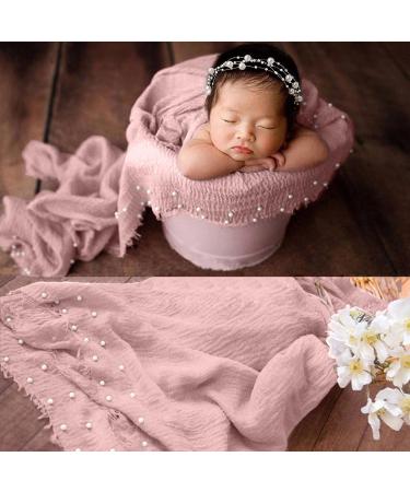 Spokki 2PCS Baby Props Photography Wrap Kit - Handmade Pearl Wrap Blanket with Headband | Newborn Outfits for Photography - Pink | 35.5 X 67 inch - Buy Online on GoSupps.com