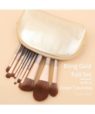 Enzo Ken Deluxe Glitter Bionic Fox Hair Makeup Brush Set with Gold Travel Bag - Luxe Bedazzled Eye Brush Set for Face Contour and Cosmetic Application - Buy Online on GoSupps.com