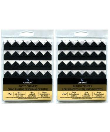 2-Pack Bundle - Canson Self Adhesive Photo Corners Peel-Off Archival Quality Black 252 count each Pack