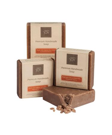 HEAVEN OF JOY Fresh Goat Milk Soap with Honey and Oatmeal Natural Soap Made with Organic Ingredients that Leave the Skin Feeling Renewed and Rejuvenated 4 Pack (5oz./Bar) Goat Milk & Honey