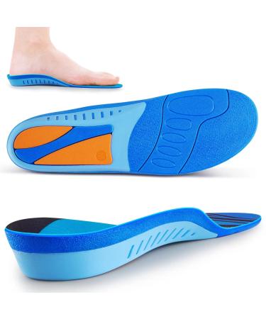 Arch Support Plantar Fasciitis Insoles   Orthotics Shoe Inserts for Heel Pain  Heel Spur  Bone Spurs Relief Insoles- Heel Cup Insoles for Men&Women  Insoles for Standing All Day Blue S (Men 6-7.5/Women 8-9.5)