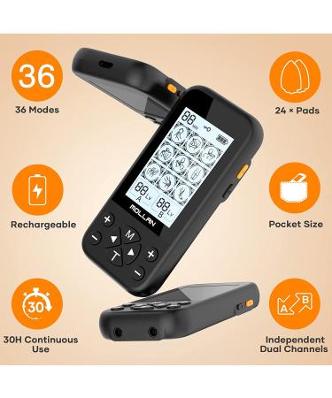 36 Modes Mollan Dual Channel Muscle Stimulator with 12 Electrode Pads - TENS Unit for Pain Relief, Muscle Strength, Chronic Arthritis - Electronic Pulse Massager for Shoulder, Back, Leg, Foot - Buy Online on GoSupps.com
