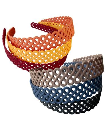 Yazhaoup 6PCS Fashion Plastic Headbands for Girls Women Colorful Hairbands with Teeth Unique Solid Hair Headbands(Model2)