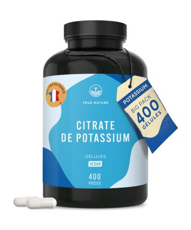 Citrate de Potassium 2.222 mg | 400 G lules pour 200 jours - 800 mg Potassium l mentaire - Compl ment Haute Dose - Vegan - Sans Additifs Excipients Gluten & Lactose | TRUE NATURE 400 unit (Lot de 1)