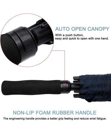 Prospo 72 Inch Windproof Golf Umbrella - Navy Blue XL | Automatic Open, Double Canopy, Vented & Waterproof Stick Umbrella for Men and Family - Buy Online on GoSupps.com