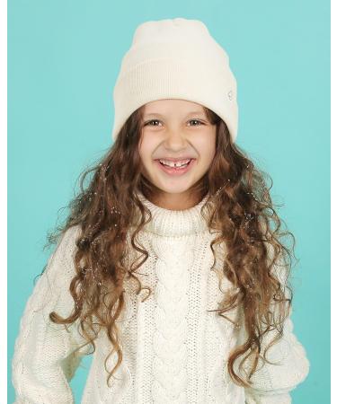 Kids Satin Lined Beanie - Winter Hats for Toddlers - Knit Cuffed Beanie with Silk Lining - Beige - Buy Online on GoSupps.com