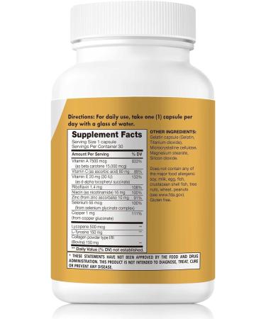 Tan Optimizer Plus+ | Tanning & Skin Health Supplement | Beta Carotene L-Tyrosine Collagen & Vitamins | Immune & Antioxidant Support | 30 Count - Buy Online on GoSupps.com