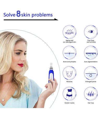 INCELLICE Derma Pen Hair Professional Microneedling Pen for Hair Beard Growth with 2 Replacement Cartridges 5 Speeds Blue Auto Dermapen - Buy Online on GoSupps.com