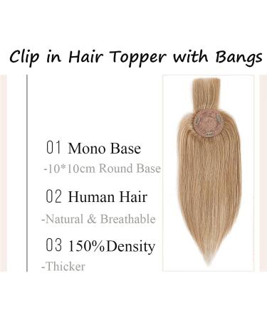 12" SEGO Hair Toppers with Fringe for Thinning Hair Women Real Hair #27 Dark Blonde Remy Human Hair One Piece Clip in Hair Extension 150% Density Hairpieces Toupee (35g) - Buy Online on GoSupps.com