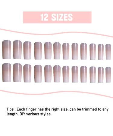 IMSOHOT Gradient Pink Extra Long Square Press on Nails - Nude False Acrylic Glue on Nails for Women and Girls | DIY C-001 - Buy Online on GoSupps.com