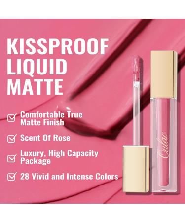 Oulac Liquid Matte Lipstick - Vegan Peach Pink with Gold Glimmer Long-Lasting Intense Color Gluten-Free (4.5 ml) | Kiss from the Rose - Buy Online on GoSupps.com