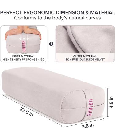 Simian Premium Yoga Bolster Pillow - Skin-Friendly Velvet Cover - Supportive Rectangular Cushion for Restorative & Yin Yoga - Cream Beige - Buy Online on GoSupps.com