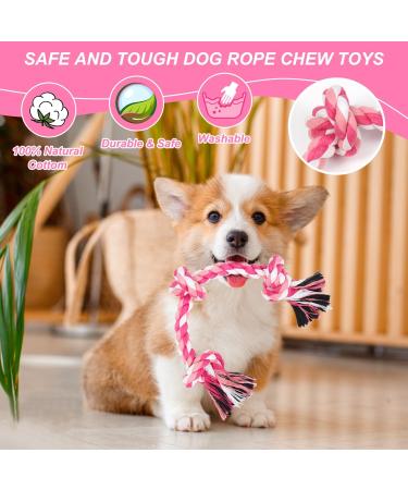 Durable Braided Cotton Rope Pet Toy for Teeth Cleaning - Pink - Buy Online on GoSupps.com