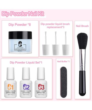 Dip Powder Nail Kit Starter - 8 Color Set for DIY French Manicure | Includes Base, Top Coat, Activator, Nail File, and Brushes - Buy Online on GoSupps.com