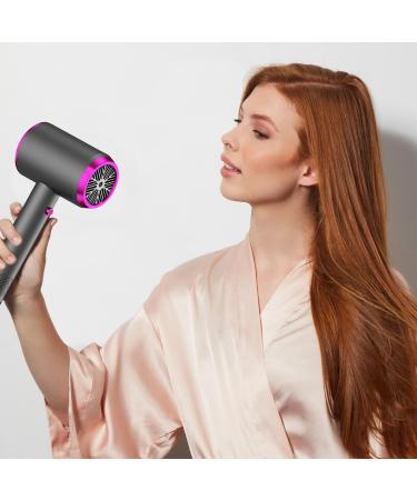 2024 New Portable Travel Hair Dryer 3 Temperatures Hair Dryer Lightweight Hair Dryer for House Wet and Dry Fast Speed Drying Quiet Blowdryer for Women Men for Home & Travel (Black Purple)