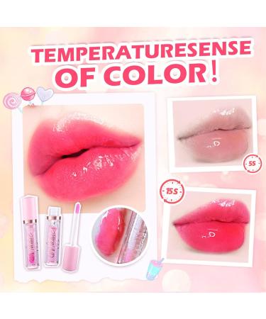 Pink Hydrating Lip Glow Oil - Glass Finish Lip Gloss, Color Changing Temperature Sense Lip Oil Tint for Dry Lip Care - Long Lasting (4ML) - Buy Online on GoSupps.com