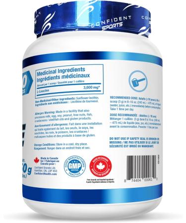 Confident Sports Leucine Supplement - 100% Ultra-Pure L-LEUCINE Supplements for Muscle Growth - Essential Amino Acids Supplement for Post-Workout Recovery - 450 Gram - 150 Servings -150 Day Supply - Buy Online on GoSupps.com