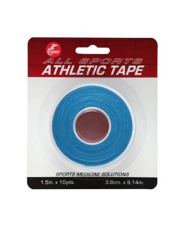 Cramer Team Color Athletic Tape, Easy Tear Tape for Ankle, Wrist, & Injury Taping, Protect & Prevent Injuries, Promote Healing, Athletic Training Supplies, 1.5" X 10 Yard Roll, Colored AT Tape Single Roll Blue