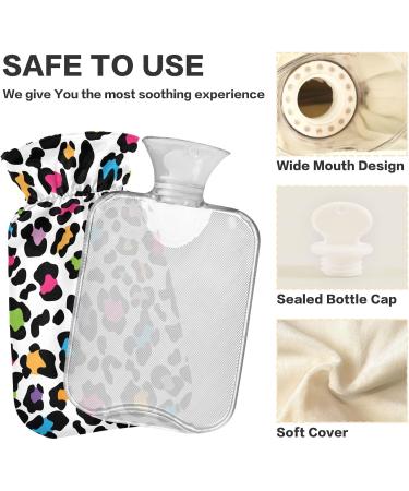 Colorful Leopard Print Hot Water Bottle - BPA Free 2L for Pain Relief | Large Durable & Stylish Cover - Buy Online on GoSupps.com