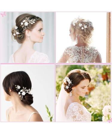 Wedding Bridal Hair Pins 4 Pieces Hair Side Combs Pearl Flower Hair Pins Rhinestone Hair Accessories for Women and Girls - Buy Online on GoSupps.com