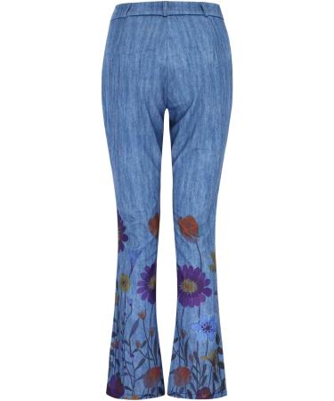 High Waist Flare Bell Bottom Jeans for Women | Distressed Hem Denim Pants - Watermelon Red | X-Large - Buy Online on GoSupps.com