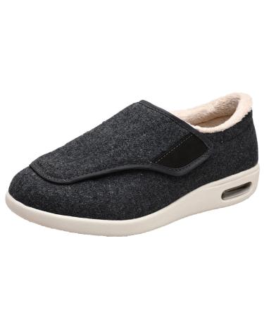 Men's Diabetic Wide Fit Slippers Adjustable Orthopedic Slippers for Swollen Feet Plantar Fasciitis 11.5 Grey