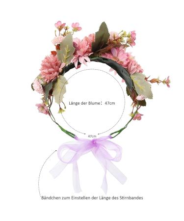 AWaytr Boho Flower Crown Headband - Handmade Pink & Purple Festival Headdresses for Women and Girls | International Shipping - Buy Online on GoSupps.com
