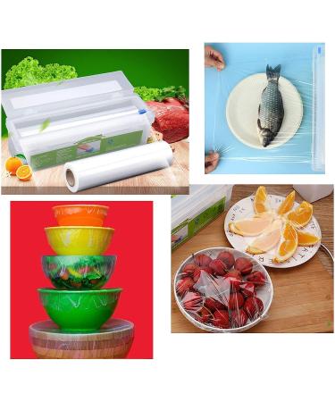 Refillable Plastic Wrap Dispenser with Slider Cutter - 12 inch 650 Ft Clear Cling Wrap for Food Storage - Includes Cutting Box - Buy Online on GoSupps.com