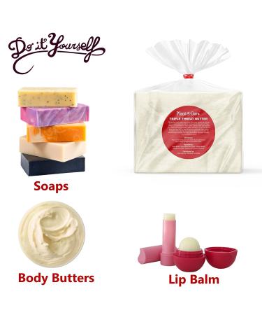 Triple Threat Body Butter 8 oz - Shea, Mango & Coconut Oil Blend - Natural Raw Moisturizer for Skin, Face & Hair - Ideal for Lip Balm & Soap Making - 1 Pack - 8 Ounce - Buy Online on GoSupps.com