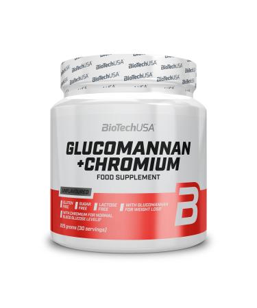 BioTechUSA Glucomannan+Chromium | Unflavored Fiber Supplement | For Weight Loss & Blood Sugar Support | Lactose Free Sugar Free & Gluten Free 225g