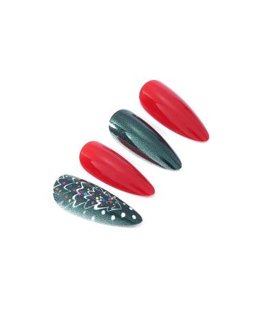 Brishow Christmas Artificial Nails - Elk & Snowflake Ballerina Acrylic Press-On Nails | 24 Full Cover Nail Set for Women & Girls - Buy Online on GoSupps.com