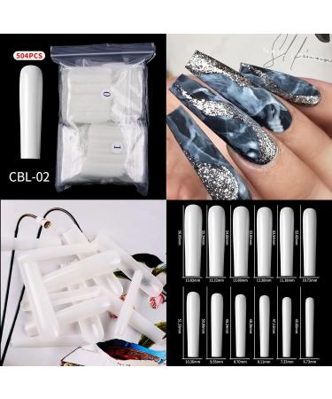 SCASTOE 504Pcs Full Cover Square Press on Nails - Long French False Nail Tips in 12 Sizes for Acrylic & Coffin Styles - Buy Online on GoSupps.com