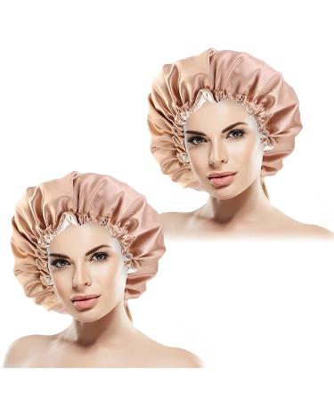 2 Pack Reversible Double Satin Silk Bonnet Set - Adjustable Hair Wrap for Sleeping - Extra Large Khaki Bonnet - Buy Online on GoSupps.com