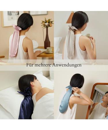LilySilk 100% Silk Hat for Sleeping & Adjustable Silk Scrunchies - 2-in-1 Hair Ties for Long Hair - Dark Blue - Buy Online on GoSupps.com
