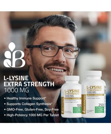 Bronson L-Lysine 1000mg High Potency Immune Support & Collagen Synthesis - 100 Vegetarian Tablets - Buy Online on GoSupps.com