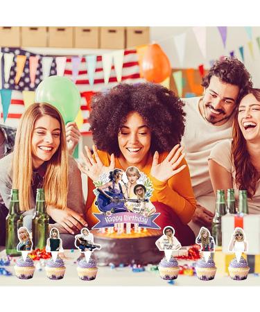 25pcs Taylor Singer Cake Decorations with 1pcs Cake Topper and 24pcs Cupcake Toppers for Swift Birthday Party Supplies - Buy Online on GoSupps.com