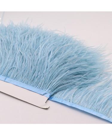 FQTANJU 2 Yards Ostrich Feather Fringe Trim Ribbon for Sewing, Crafts & Clothing DIY - Light Blue - Buy Online on GoSupps.com