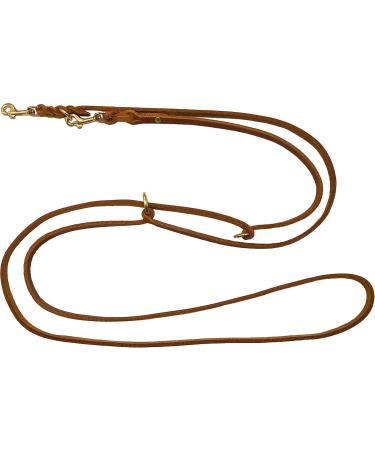 Premium Double Line Dog Leash - Adjustable Fat Leather & Brass | 2m to 5m for Small & Large Dogs | Cognac Color - Buy Online on GoSupps.com