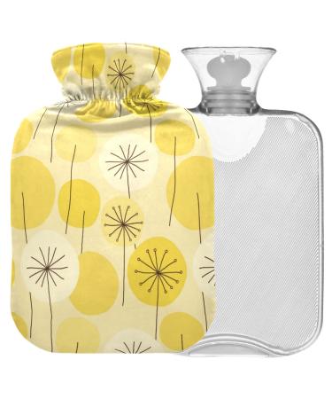 NAANLE hot hot water bottle with cover abstract flower dandelion Transparent hot water bottle 2l large hot hot water bottle for menstrual cramps pain relief handfoots heat and cold therapy