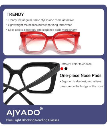 Square Reading Glasses for Men & Women - Blue Light Blocking Magnifying 2-Pack (Black & Red) - 3.5x Computer Readers - Buy Online on GoSupps.com