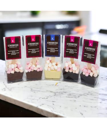Kingsbridge Hot Chocolate Spoons - Belgian Milk Choc Dark Choc and White Choc 5 Pack | Choc Block with Wooden Stirrer & Added Sweet Treats | Gifts for Birthdays Special Occasions or Sleepovers - Buy Online on GoSupps.com