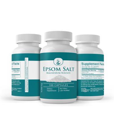 Pure Original Epsom Salt Capsules - 100 Count (Pack of 1) | Lab Verified, No Additives or Fillers - Buy Online on GoSupps.com