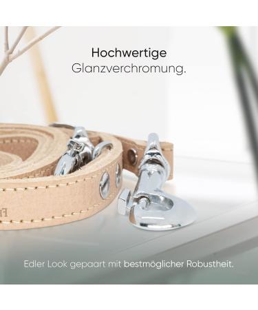 Freudier Certified Leather Dog Leash - 2m Triple Adjustable | Amstelpark Collection (Sand 25mm) - High Quality Stylish Handmade in Holland - Buy Online on GoSupps.com